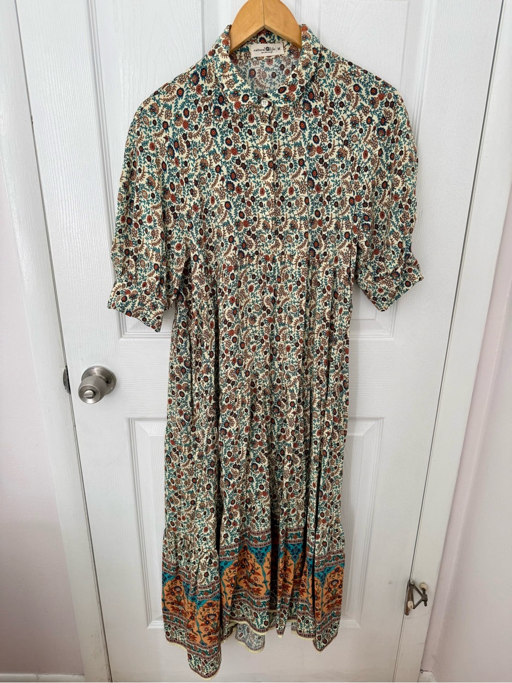 Natural Life Floral Midi Short Sleeve Dress Size Medium